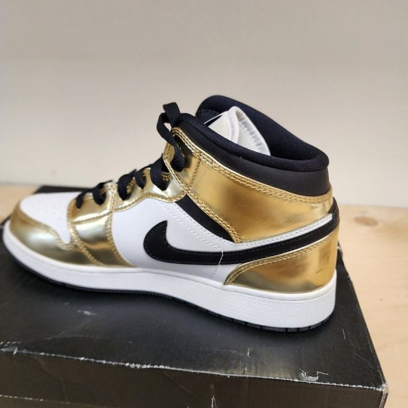 Air Jordan 1 Mid SE GS Size 7Y Metallic Gold Black DC1420 700 NEW - Picture 6 of 13